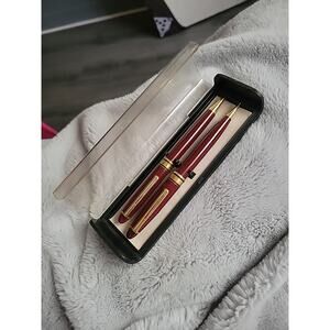 Burgundy gold accent Luxury Ballpoint Pen & PENCIL VINTAGE